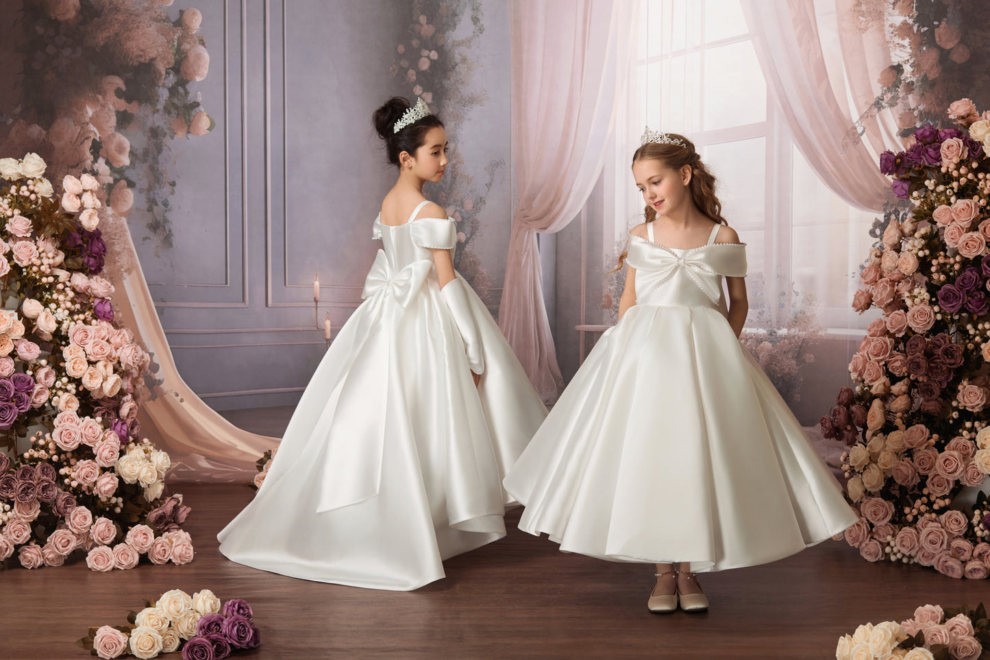 PEARL BOW FLOWER GIRL DRESS D24465