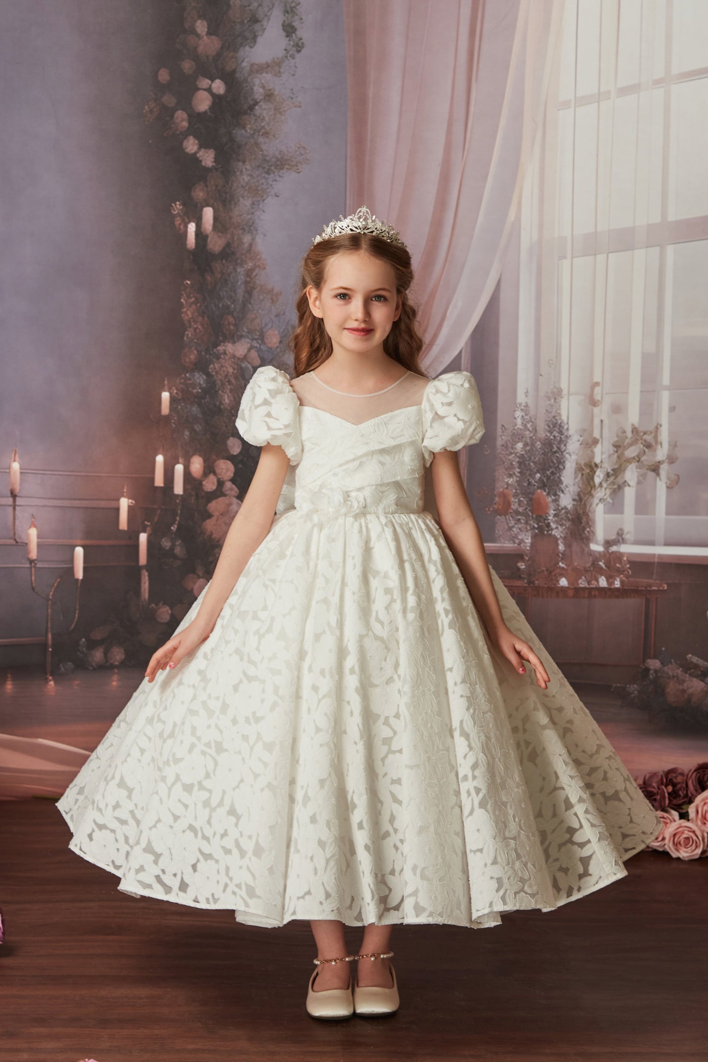 PUFFY LACE FLOWER GIRL DRESS D24469