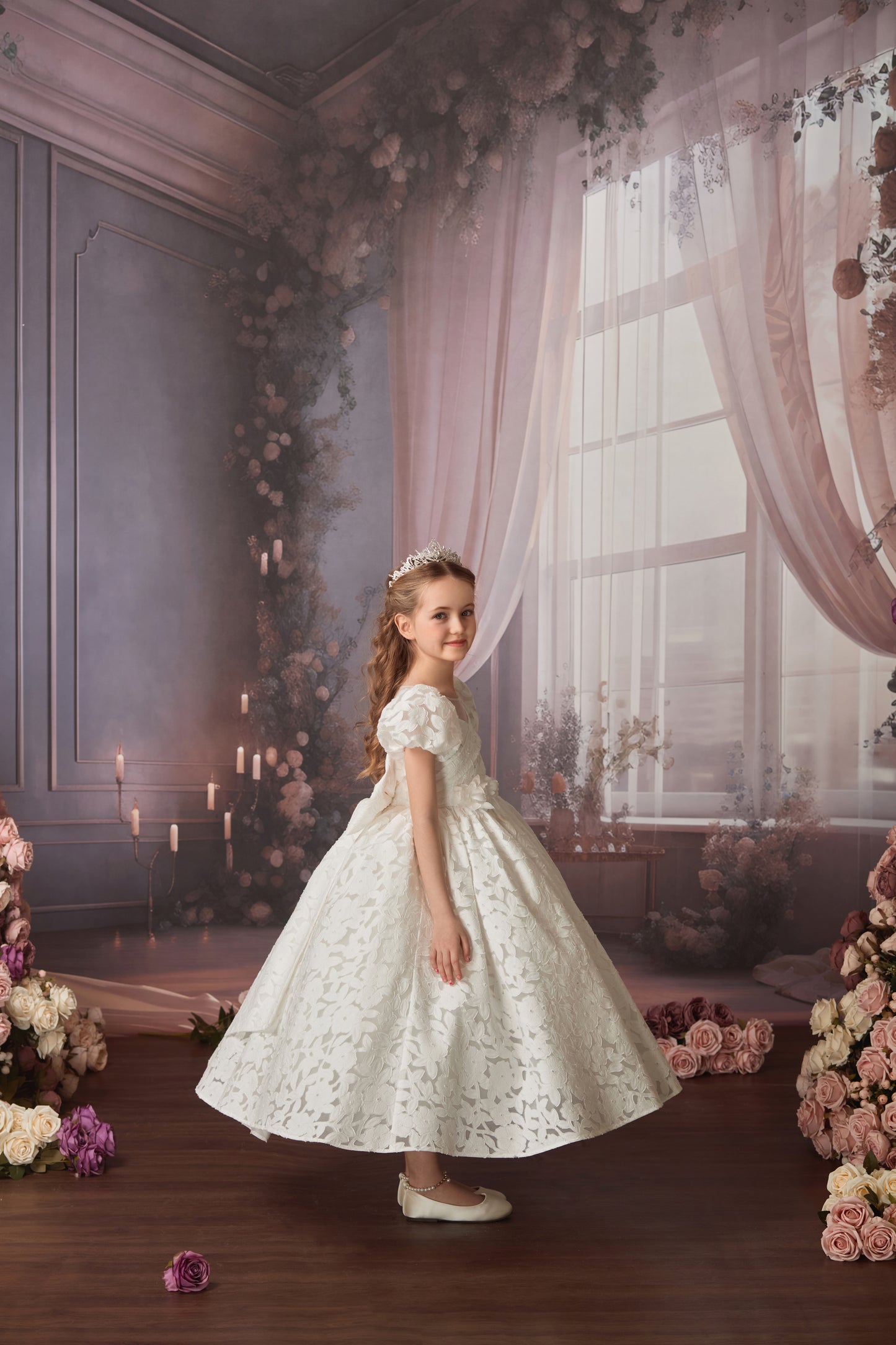 PUFFY LACE FLOWER GIRL DRESS D24469