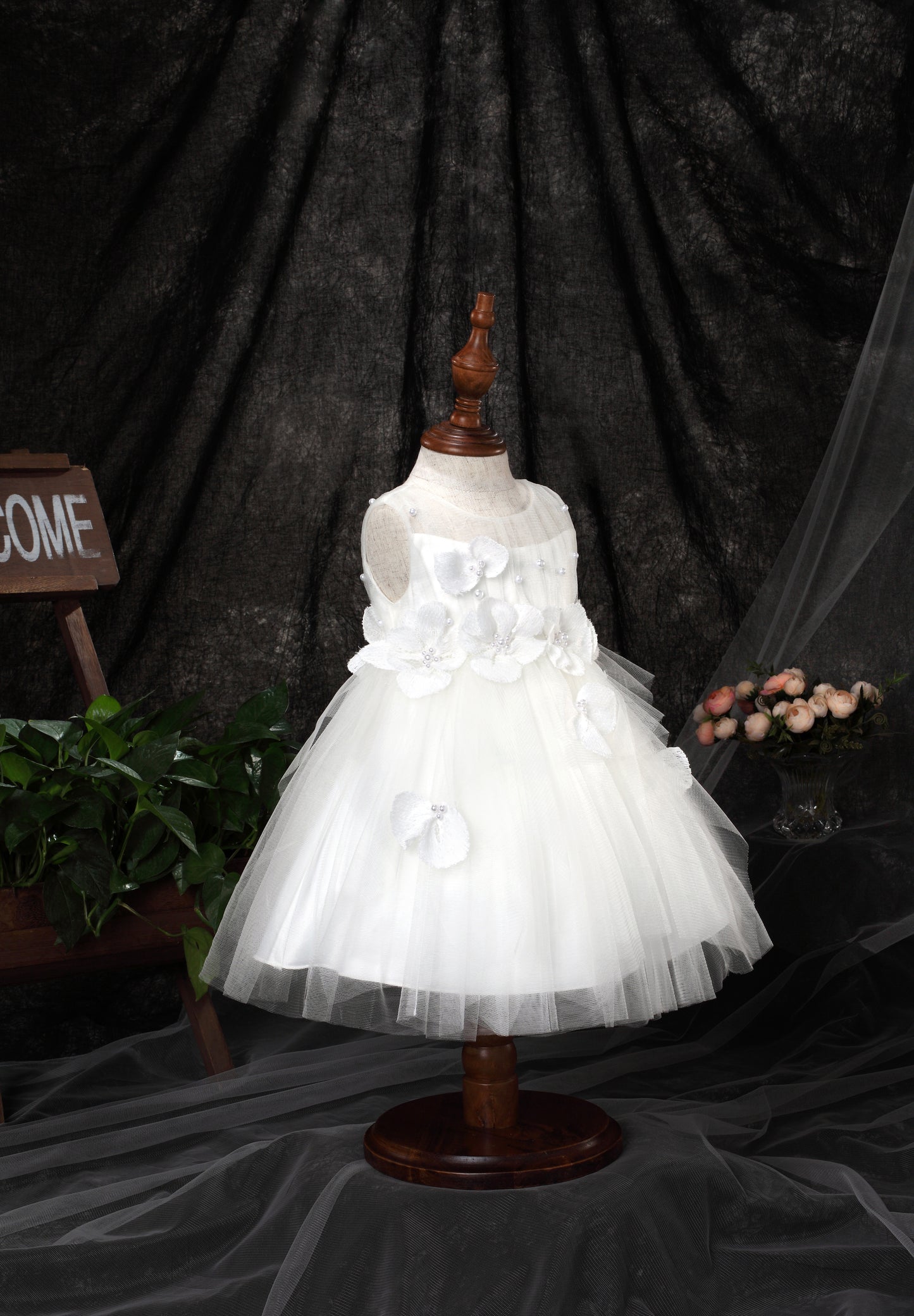 FLORAL TULLE CASCADE BABY DRESS D9011061X