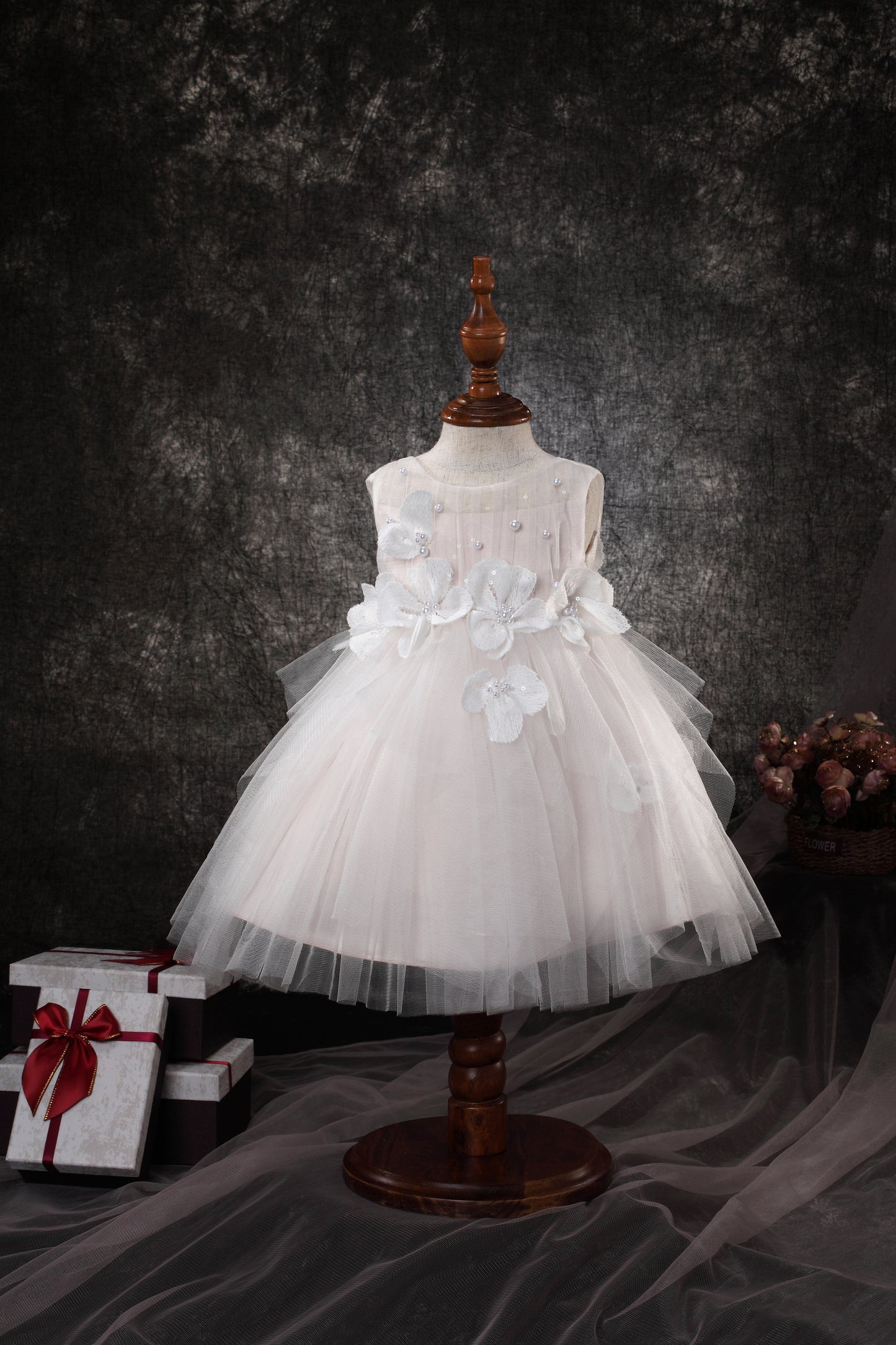 FLORAL TULLE CASCADE BABY DRESS D9011061X