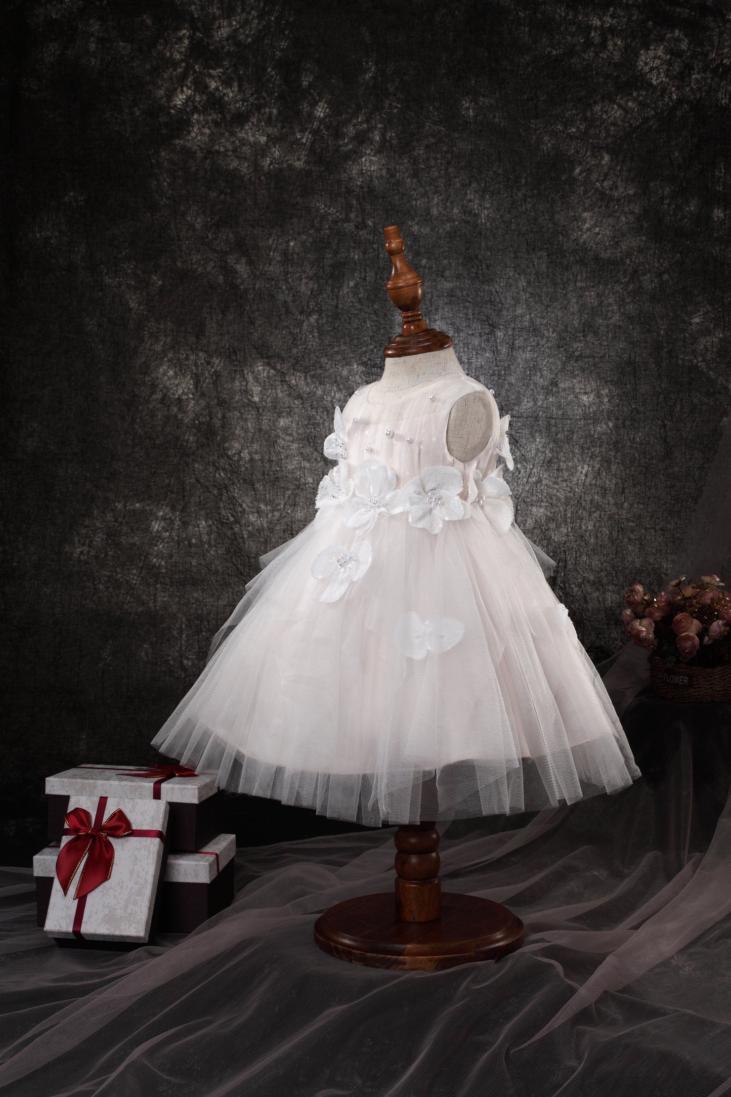 FLORAL TULLE CASCADE BABY DRESS D9011061X