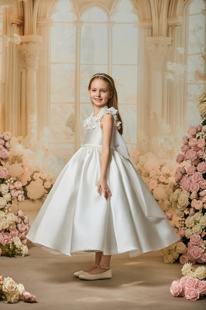 SATIN FLORAL FLOWER GIRL DRESS D24472
