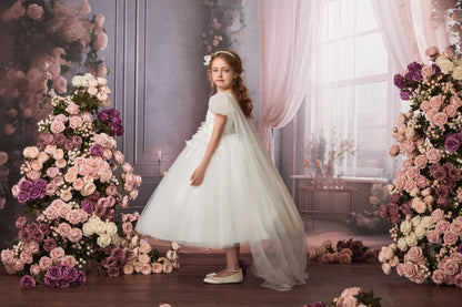 FLOWING BACK TULLE FLOWER GIRL DRESS D24468