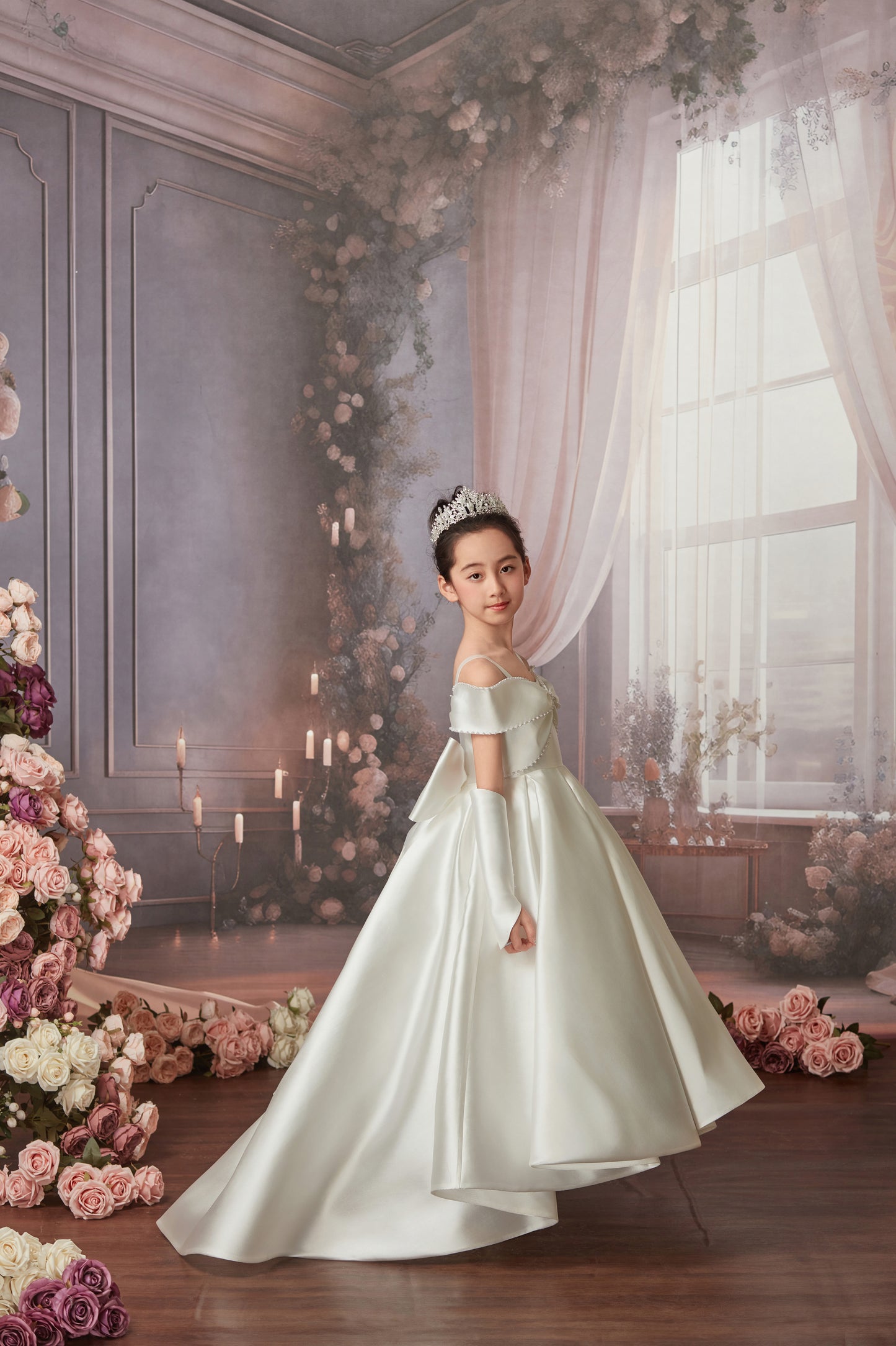 PEARL BOW FLOWER GIRL DRESS D24465