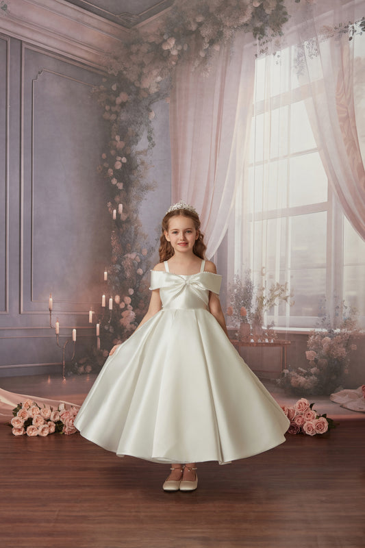 PEARL BOW FLOWER GIRL DRESS D24465