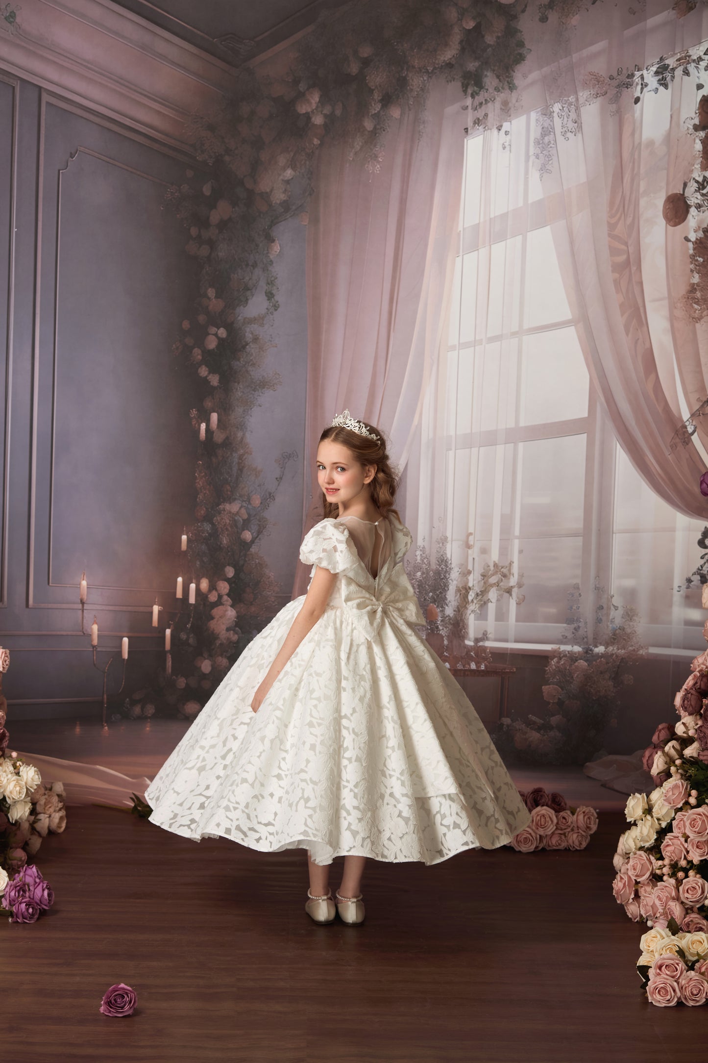 PUFFY LACE FLOWER GIRL DRESS D24469