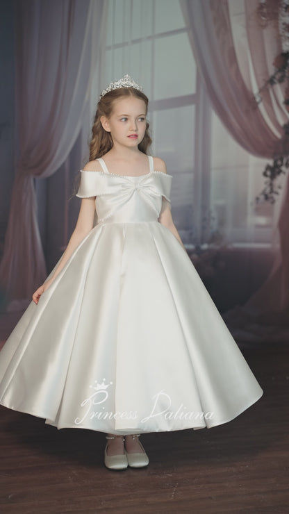 PEARL BOW FLOWER GIRL DRESS D24465